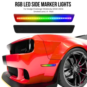 RGB LED Side Marker Lights for Dodge Challenger Widebody (2018–2023) – Smoked Lens, Remote Controlled, Set of 4