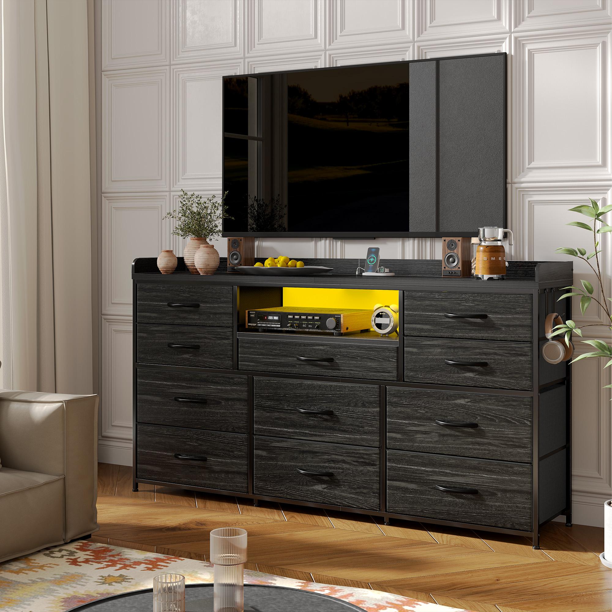 【Hot seller On Sale】Raybee Dresser for Bedroom with 8/11 Drawers, Up to 60" TV Stand for Bedroom with LED Lights & Charging Station, Sturdy Dresser with Shelves & 4 Hooks Sturdy Metal Frame & Fabric Drawers, Ideal Home Organizer for Bedroom,Hallway 【Hot seller On Sale】Raybee Dresser for Bedroom with 8/11 Drawers, Up to 60" TV Stand for Bedroom with LED Lights & Charging Station, Sturdy Dresser with Shelves & 4 Hooks Sturdy Metal Frame & Fabric Drawers, Ideal Home Organizer for Bedroom,Hallway