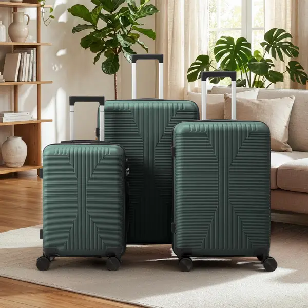 [Bellemave]PP Trolley Case 20in 24in 28in 3PCS Suitcase Set Dark Green
