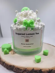 Sugared Lemon Tea Dessert Drink Candle | Sweet Citrus Tea Scent | Handcrafted Soy Candle