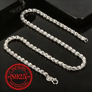 925 Thick Sliver Plated 5mm Solid Necklace,  Exquisite New Necklace Chain 20-24Inch for Women Men Gifts