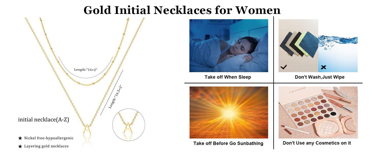 TEWIKY Trendy A-Z Letter Choker Pendant - Dainty  Layered Satellite Initial Necklace Set for Women Cute  Gift thali necklace