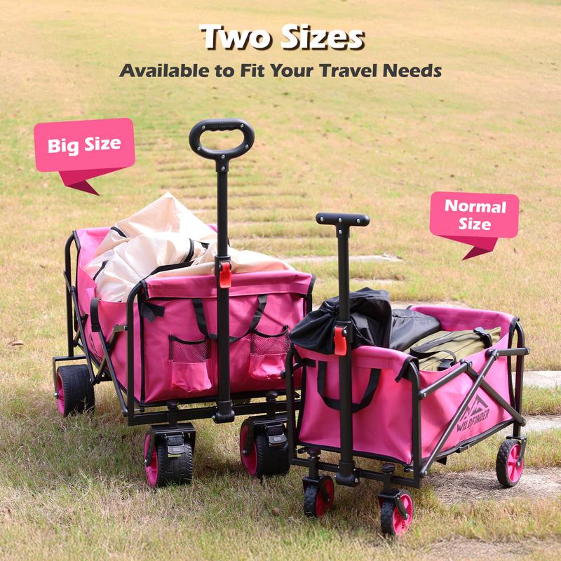 【New Arrival】Portable Folding Utility Wagon, Lightweight Collapsible Cart with Wheels & Adjustable Handle, 330 lbs Heavy-Duty Wagon for Camping, Garden, Sports and Groceries