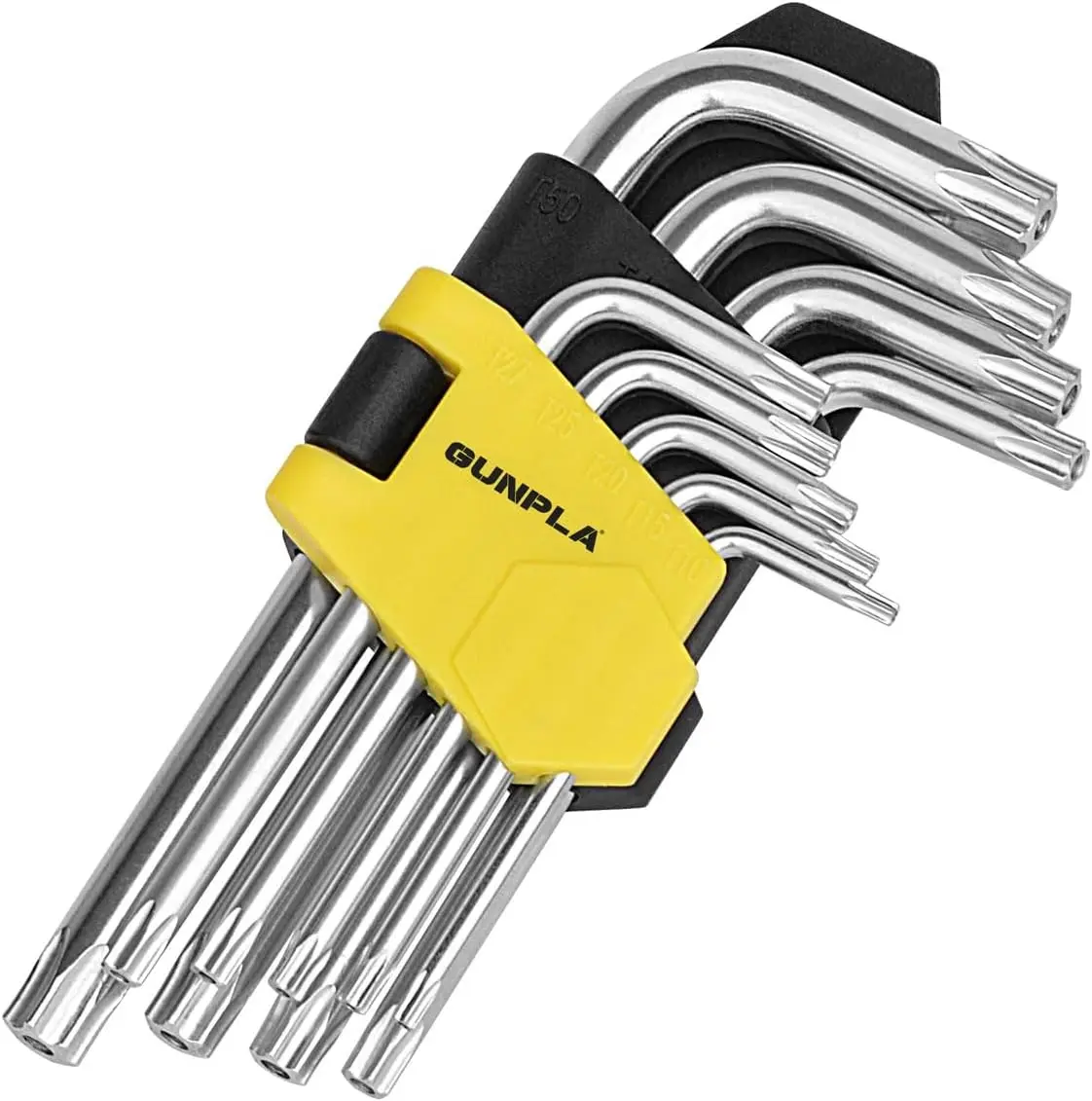 Gunpla 9-Piece Torx Wrenches Set with Storage Case, Heavy-Duty Chrome Vanadium Steel Universal Torx Wrench (T10-T50 Star Keys, T20/T30/T40 Included, Fast Size ID) for Bicycle Maintenance, Auto Repair