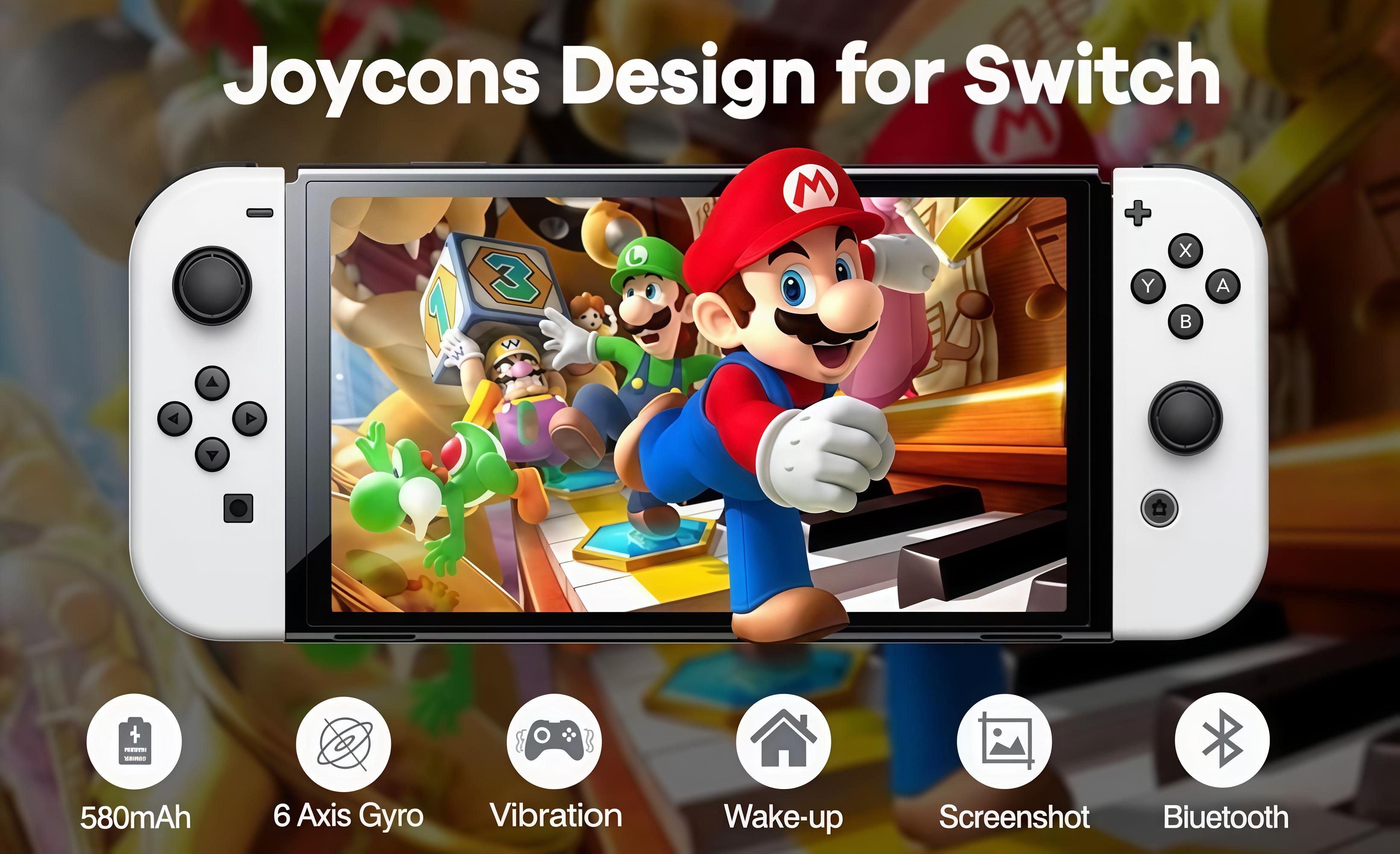 MOVONE Replacement Controller for Switch Lite/OLED Supports Dual Vibration 6-Axis Gyro Wake-up Motion Controls Screenshot L/R Buttons Enhance Gaming Experience