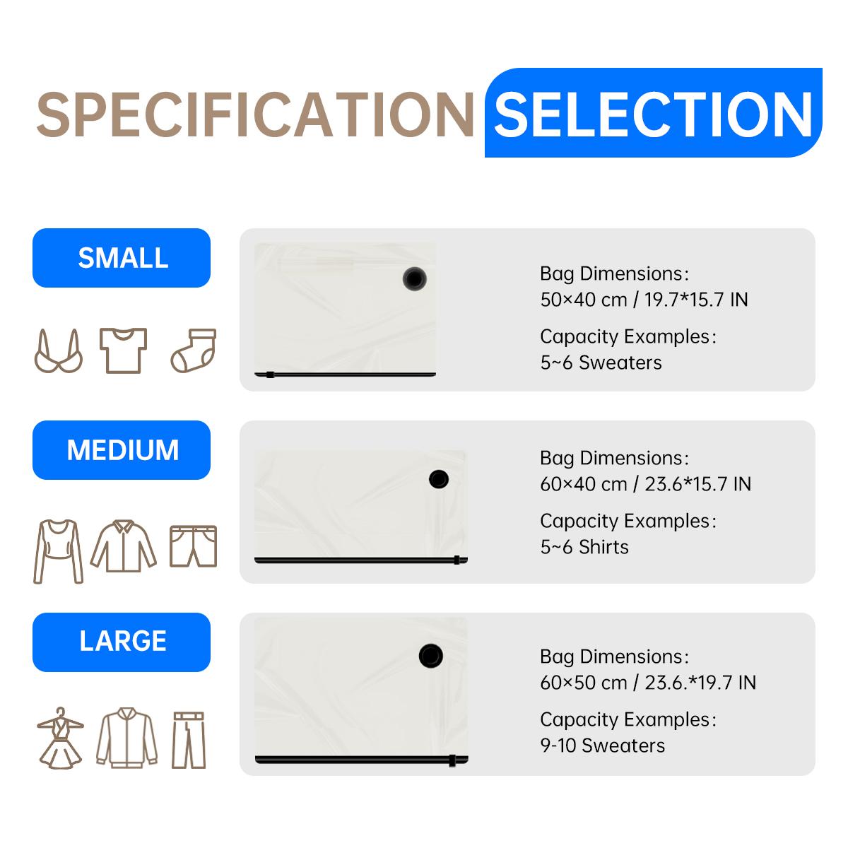 [Space Saver] Inspink Travel Vacuum Storage Bag Set with 25W Wireless Rechargeable Pump - 3-Size Bags for Clothes, Sweaters, Carry-On Suitcases, Backpacks & Luggage Organizers, Lightweight, Space-Saving Compression Bags