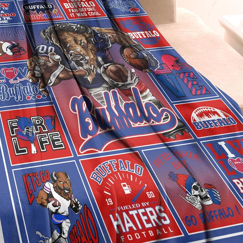 Buffalo Ultra Soft Flannel Blanket, Suitable for Sofa Bed, Office, Four Seasons Warm Plush Blanket, Home Decor Football Team Fan Gift Blanket