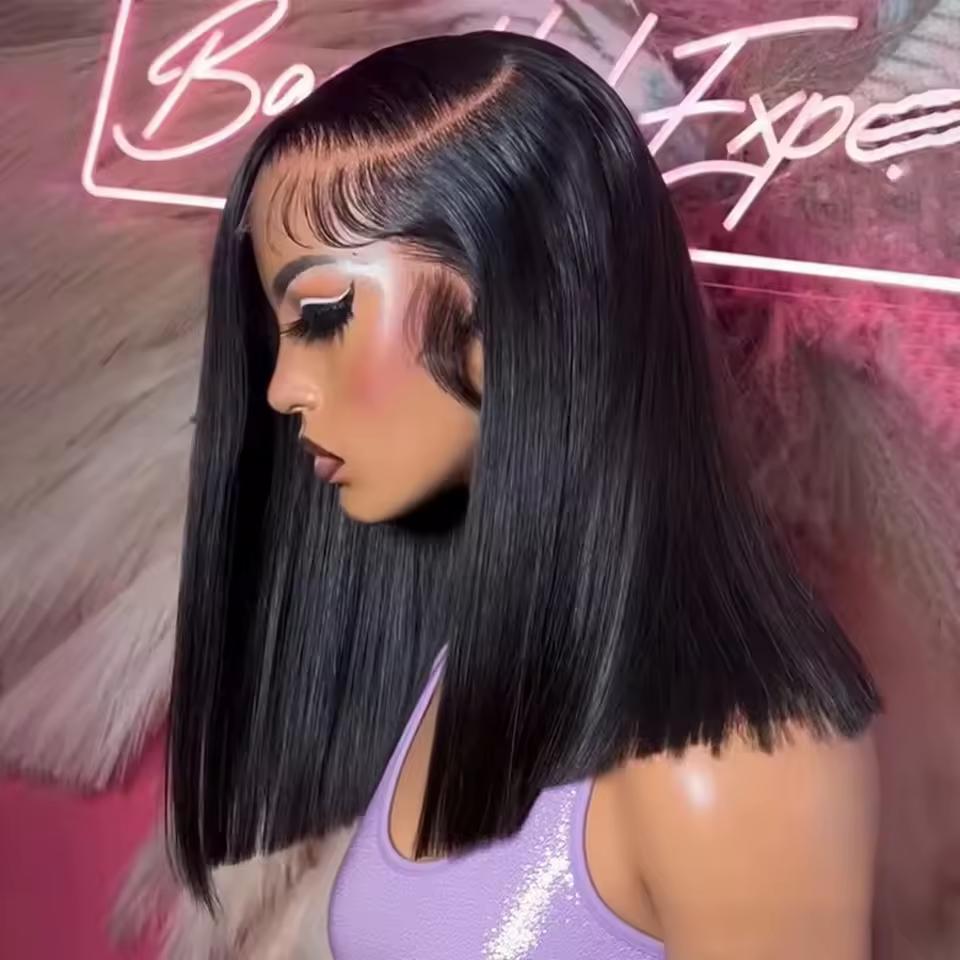 Hot Sale Glueless Wigs Short Bob Bone Straight Best 100% Human Hair Wig for Women Ready To Wear And Go 6x4 HD Lace Frontal Wig Brazilian Black Wigs On Sale