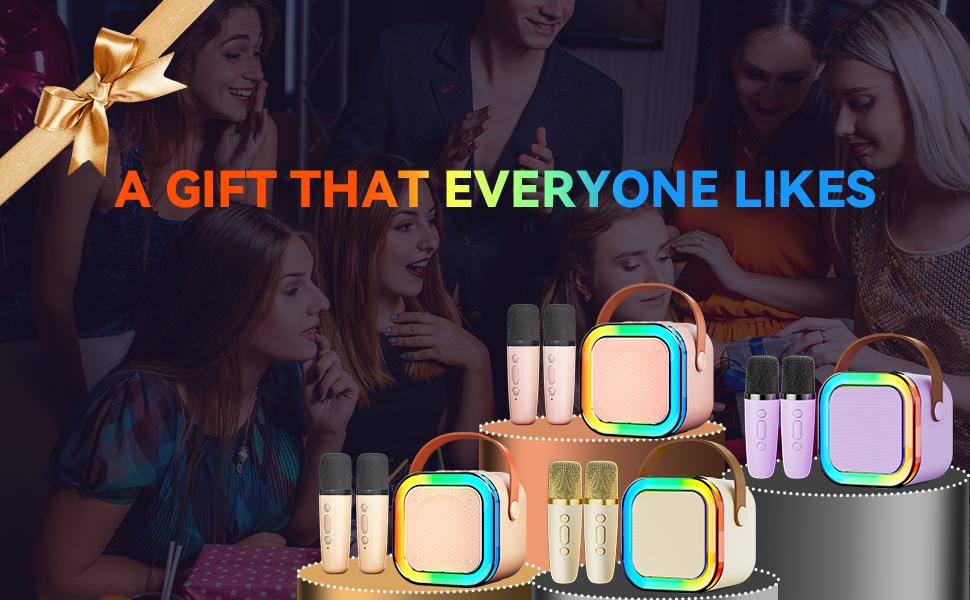 Mini Karaoke Machine for Kids Adults: Portable Bluetooth Speaker with 2 Wireless Microphone - Singing Karaoke Toy Gift for Girls Boys Ages 4-12+ Years Old Birthday Gift & Gifts Boyfriend & Funny Gift & Tween Gifts