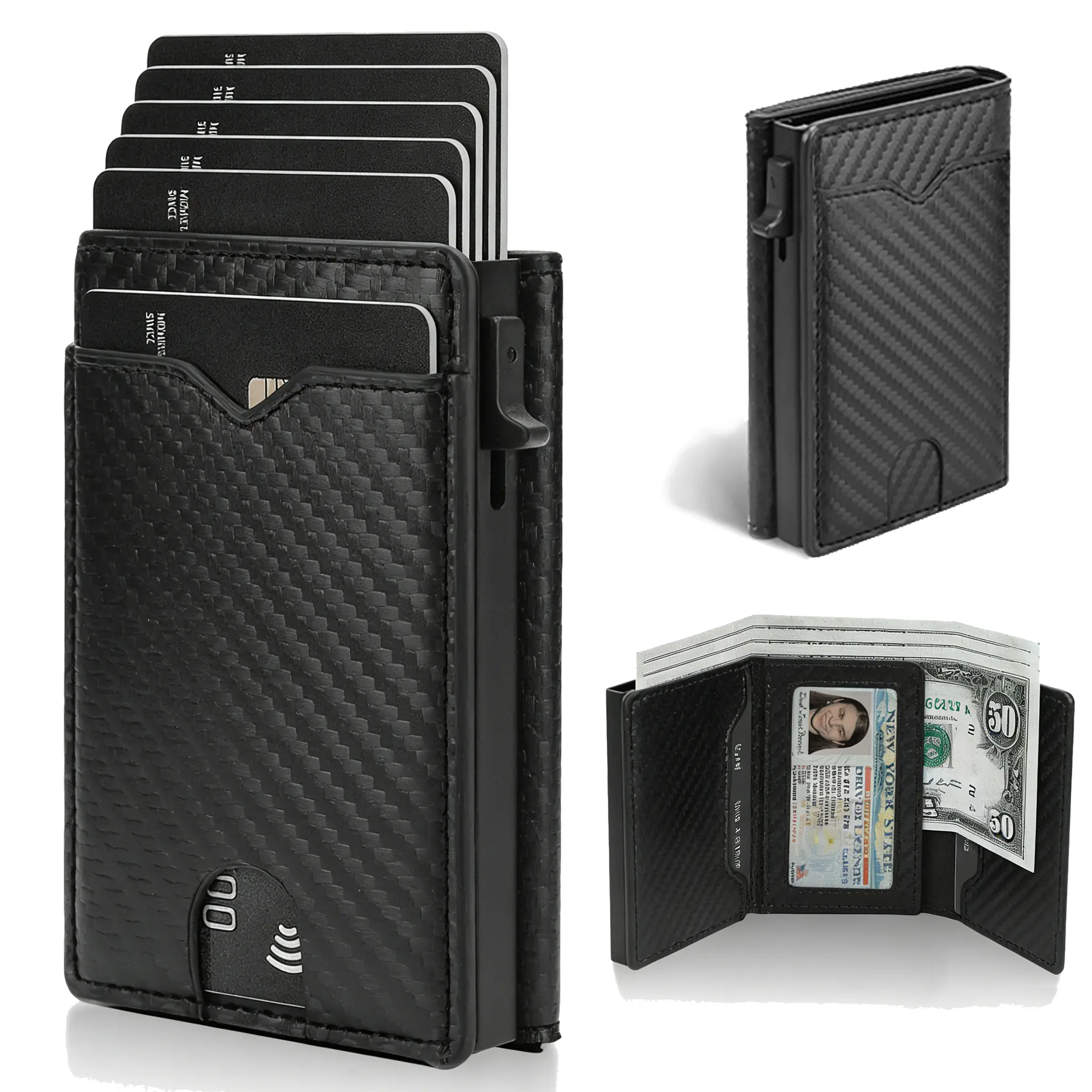 2026 New Mens Smart Wallet, RFID Blocking Slim Wallet, Minimalist Pop-Up Credit Card Holder with ID Window, Cash Slot & Front Pocket Wallet