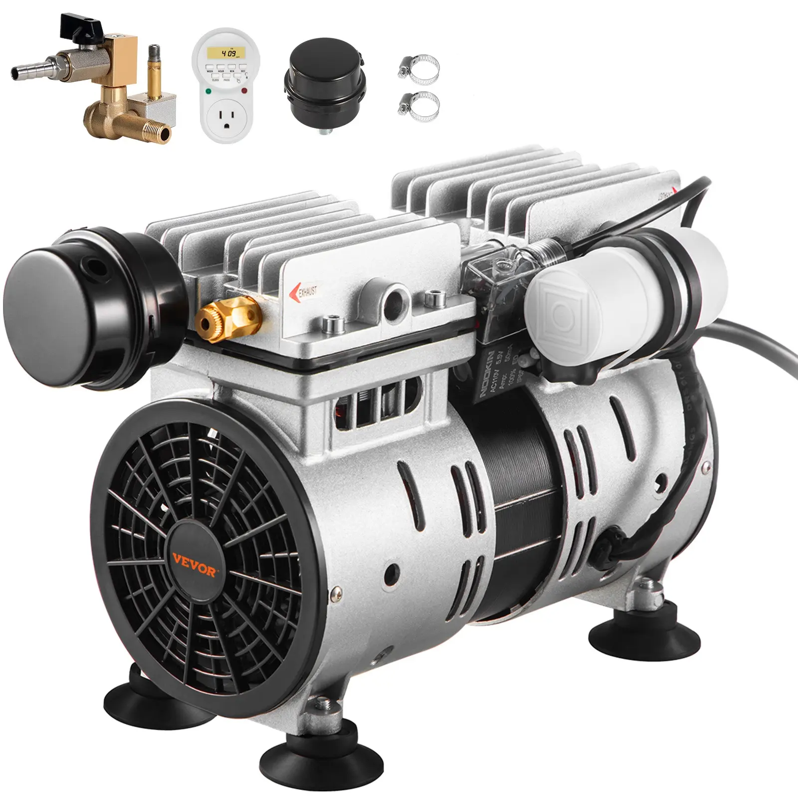 【summerfinds】VEVOR Pond Aerator, 550W Power, 5.2CFM for Up to 3 Acre 50' Lake, Pond Aeration Kit Includes 3/4 HP Compressor & Timer & Valves, Air Compressor for Deep Water Oxygen Circulation, for Pond, Lake