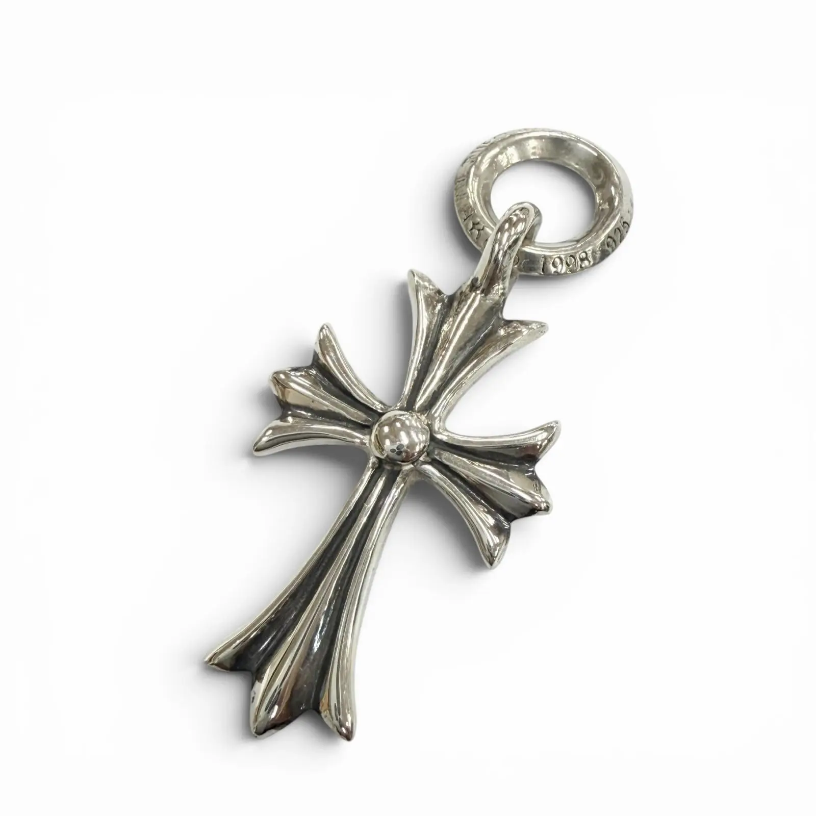 Pre-owned Chrome Hearts Sterling Silver 925 (Ag925) Small Leather Goods Tiny CH Cross 925 Pendant