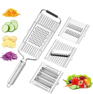 4 in 1 Multi-Purpose Vegetable Slicer Cuts Set Newly Upgraded Edition with 4 Adjustable Blades for Butter Cheese Chocolate Vegetables Fruits Garlic Stainless Steel Construction Easy Cleaning Ideal for Busy Cooks Perfect Kitchen Helper