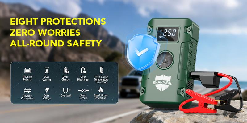 6000A Portable Car Jump Starter with Air Compressor 12VBattery Jump Starter Booster for 10 Gas and up to 9.0LDiesel Vehicles