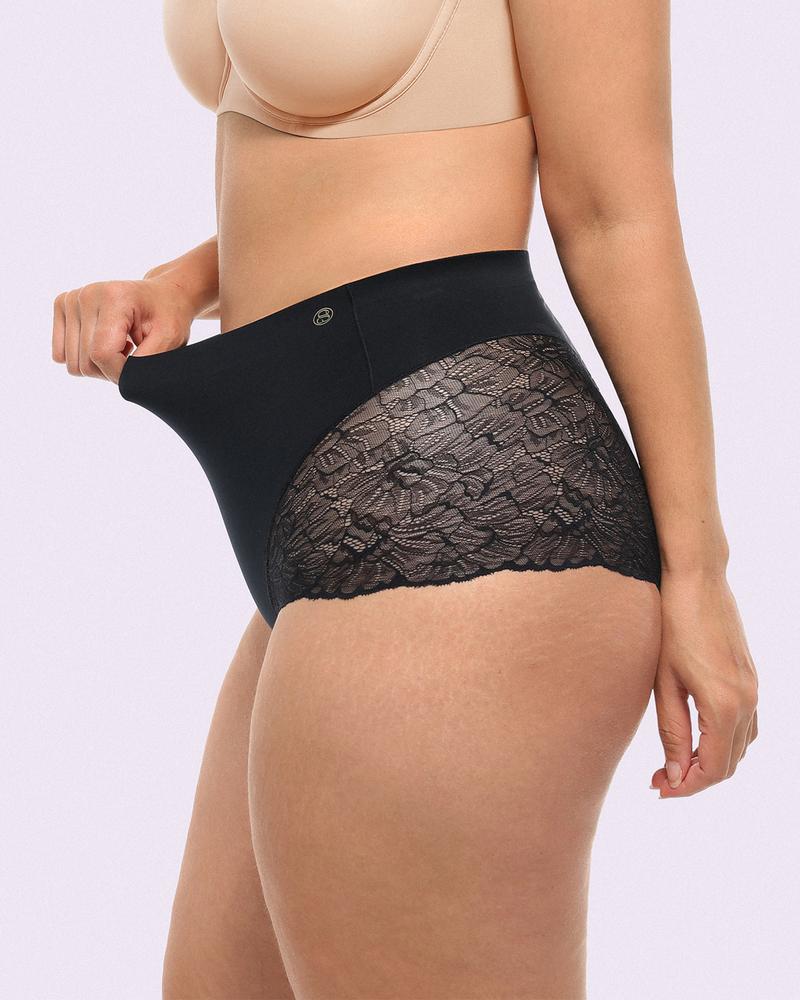 Shapellx Bare Essentials MeshSmooth Mid-Waist Lace Brief