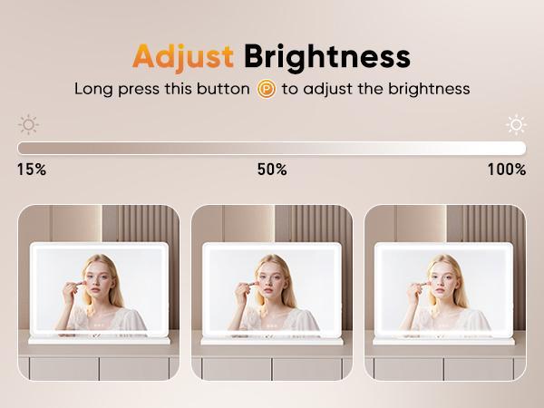 【Valentine's Day Gifts】Vanity Mirror with Lights, LED Makeup Mirror with Dimmable 3 Color Modes, Touch Screen Control Vanity Based Mirror Desk Mirror Square White