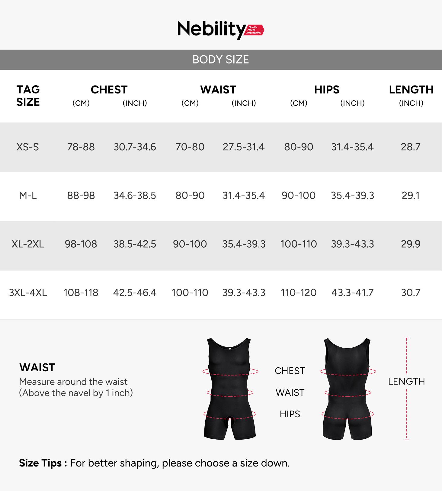 Nebility Men's High Compression Shapewear Bodysuit – U-Neck One-Piece with Tummy Control & Chest Support, Ideal for Gym & Workouts SpringStatements