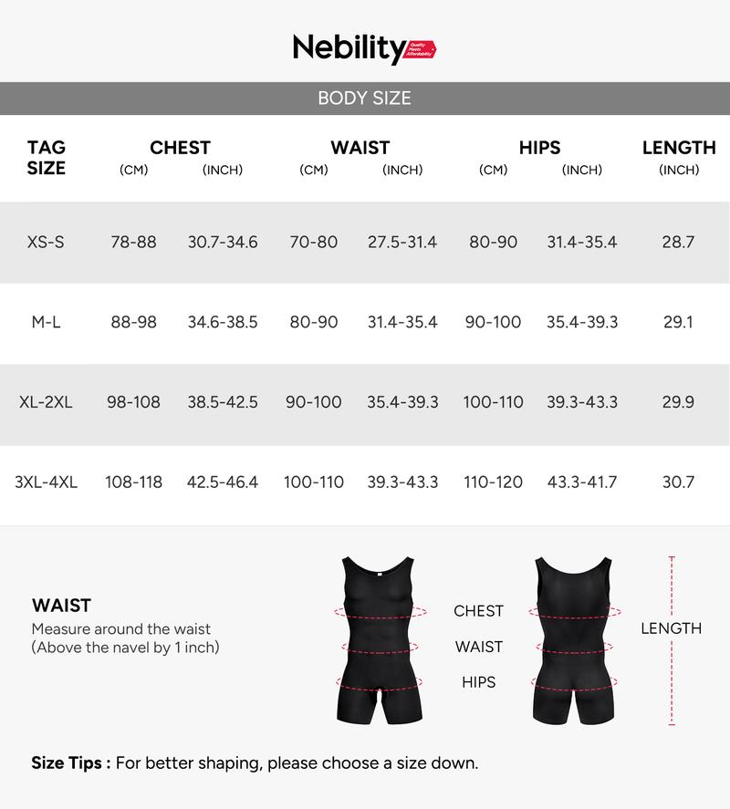 Nebility Men's  Upgraded New Fabric High Compression One-piece Shapewear U-Neck Men's Bodysuit With Abdominal Compression and Body Curves Improvement, Perfect for Gym & Workouts