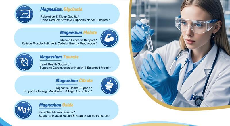 VBBV 5X Magnesium Supplement 1100mg for Sleep, Muscle, Heart & Nerve Support - 120 Capsules Dietary Vitamins joint  replacement joint pain relief