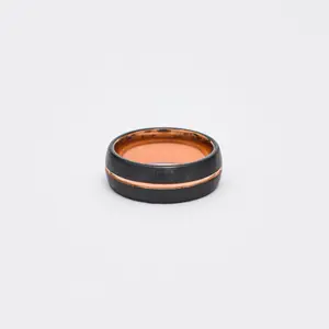 TUNGSTEN CARBIDE RING BLACK AND GOLD FINISH