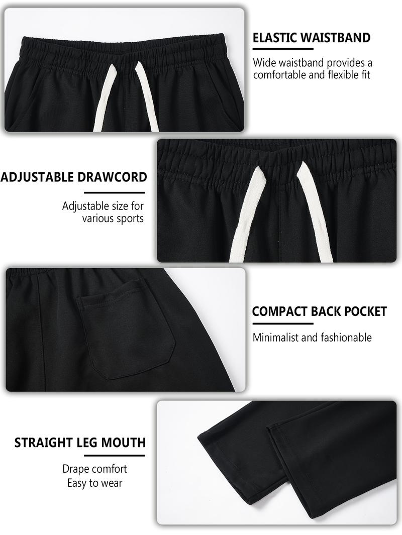 Men's Regular Fit Drawstring Casual Pants - Soft and slightly stretchy fabric, comfortable and breathable, drawstring waist adjustment, solid color, perfect for outdoor sports and fitness activities in spring and summer
