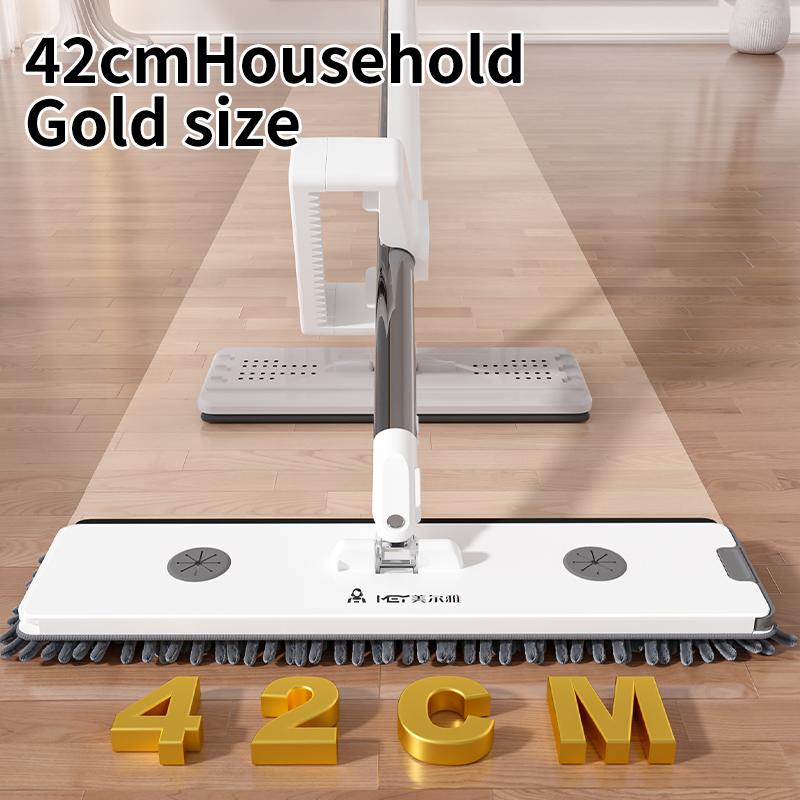 Self-tightening snownylon mop for floor cleaning, with an extra-large size (16.5 inches), microfiber pad, easy-to-clean and wring-out system, quick drying and refreshing, stand-up storage rack for saving space, durable household cleaning tool.