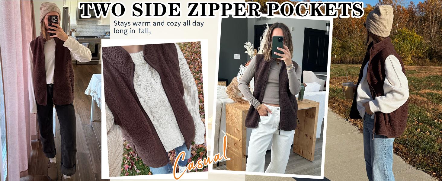 Songling Sherpa Fleece Vest for Women Trendy Warm Sleeveless Vests Jacket Lightweight Zip Coats with Pockets Fall Outerwear Fabric Soft Womenswear Fuzzy Casual Brown Outdoor Minimalist Songling Sherpa Fleece Vest for Women Trendy Warm Sleeveless Vests Jacket Lightweight Zip Coats with Pockets Fall Outerwear Fabric Soft Womenswear Fuzzy Casual Brown Outdoor Minimalist