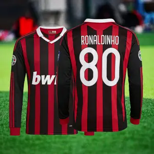 0506 Home Long Sleeve Top No. 10 No. 80 Ronaldinho Soccer Jersey Quick Dry Final Edition