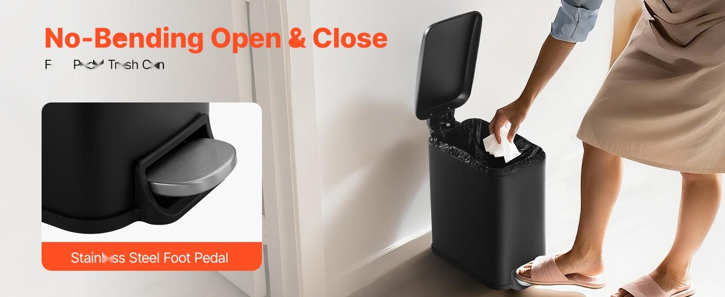 Space-Saving Slim Bathroom Trash Can With Pedal And Soft-Close Lid, 11.4 x 5.71 x 10.7 Inch, 6L Steel Garbage Can With Detachable Inner Bin, Suitable For Kitchen, Home, Dorm, Office, Black Space-Saving Slim Bathroom Trash Can With Pedal And Soft-Close Lid, 11.4 x 5.71 x 10.7 Inch, 6L Steel Garbage Can With Detachable Inner Bin, Suitable For Kitchen, Home, Dorm, Office, Black