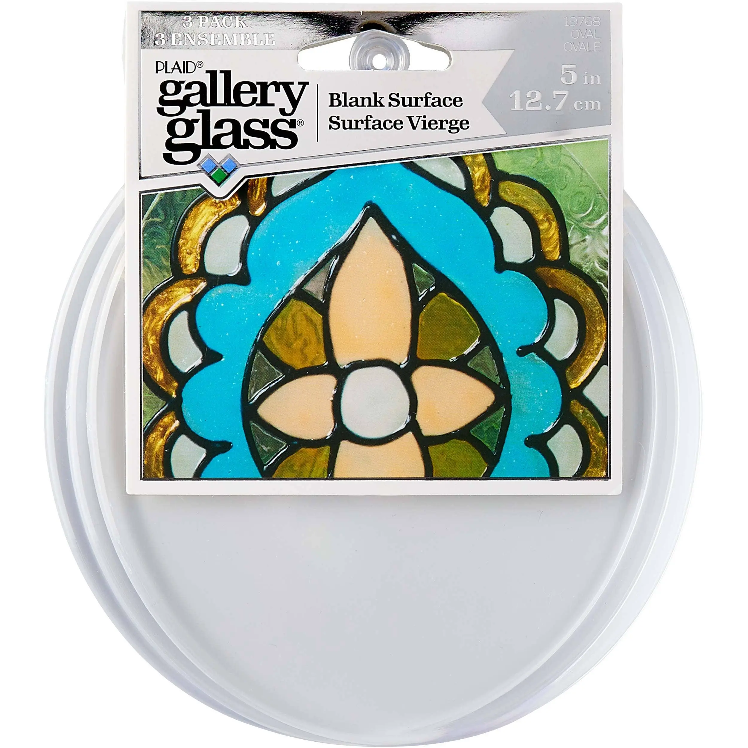 Gallery Glass Polystyrene Oval Surfaces - 3 pc., Approx. 5" Transparent Office Stationery Writing Tool for Craft Enthusiasts, Beveled Edges, Hang Hole, Easy to Hang, No Framing Required, 7-Day Cure, Ideal for Freehand DIY Art Accessory, Freehand Use, Cure