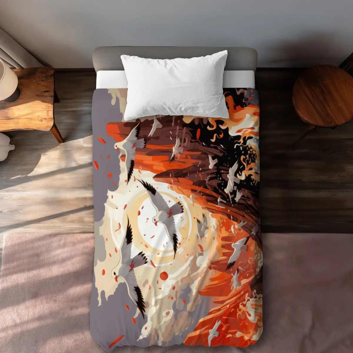 MWW C1DCTSW0NRLJWR The Escape Red Twin Size Duvet Cover - Stylish Home Decor Accent