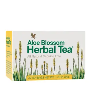 Aloe Blossom Herbal Tea - Refreshing Beverage with Ginger & Cinnamon - 25 Tea Bags - Caffeine Free - All Natural - Vegan & Gluten Free