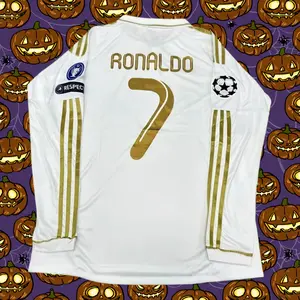 1112 Home Retro No.7 Ronaldo Long Sleeves soccer jersey