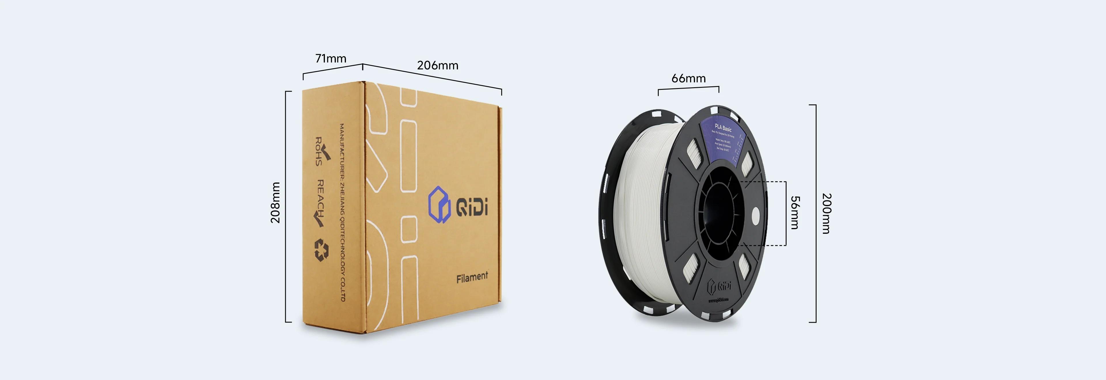 QIDI TECH PLA Basic Filament 1.75mm, Easy-to-Print 3D Printer Filament, High-Speed Printing up to 300mm/s, RFID Auto Recognition, Compatible with Most FDM 3D Printers, 1kg Spool (2.2lbs)