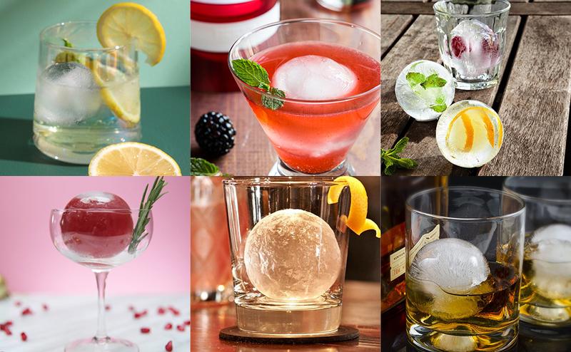 WIBIMEN Big Ice Cube Trays for Whiskey Lovers 2.5" Ice Balls 2 Pack Easy Fill Pop Out Utensils Blue with Tong