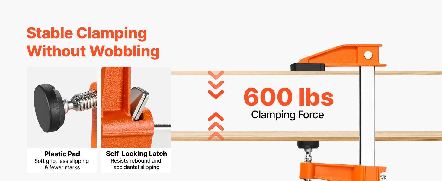 【Summerfinds】VEVOR F Clamps for DIY Enthusiasts, 8-Pack 6" & 12" Woodworking Clamps, 600 lbs Load Limit, Malleable Iron-Carbon Steel, Ergonomic Handle, Plastic Pad, Self-Locking, Raised End Stop, for Metalworking, Bar Clamp Set, Heavy Duty Clamp 【Summerfinds】VEVOR F Clamps for DIY Enthusiasts, 8-Pack 6" & 12" Woodworking Clamps, 600 lbs Load Limit, Malleable Iron-Carbon Steel, Ergonomic Handle, Plastic Pad, Self-Locking, Raised End Stop, for Metalworking, Bar Clamp Set, Heavy Duty Clamp