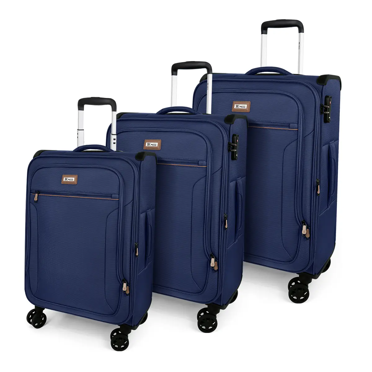 New York Xpress 3-Piece Business Luggage Set – Expandable Suitcases with Durable Fabric, Rubber Handles & Zipper Pockets | 22”, 27”, 31
