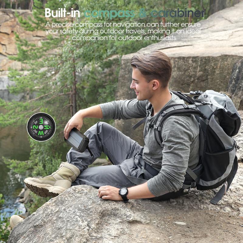 Bodo-Tech 40000mAh Solar Charger Hand Crank Power Bank with 4 Cables Fast PD20W Charging LED Flashlight for iPhone Android Samsung Orange Black