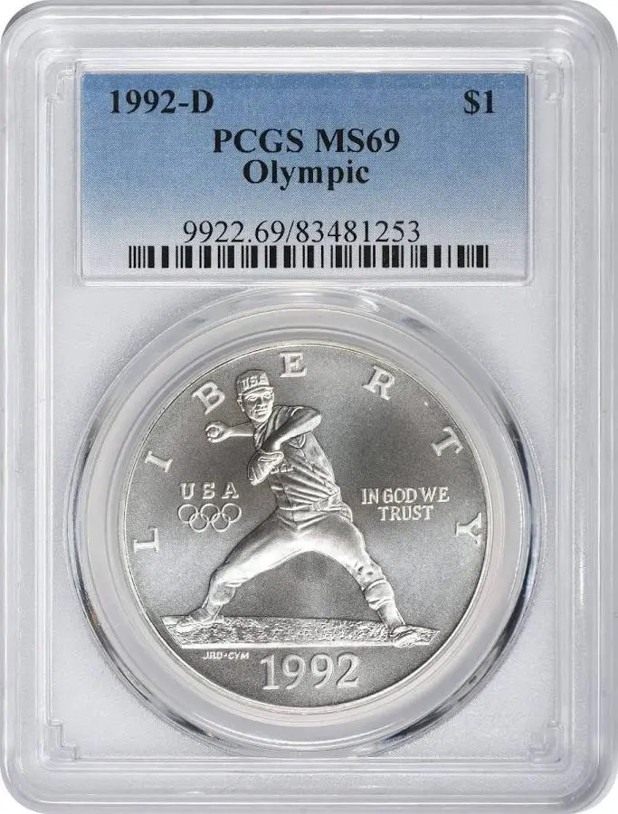 1992-D U.S. $1 Olympic Modern Silver Commemorative PCGS MS69