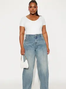 Tall En Route Cuffed Wide Leg Jeans - Medium Wash