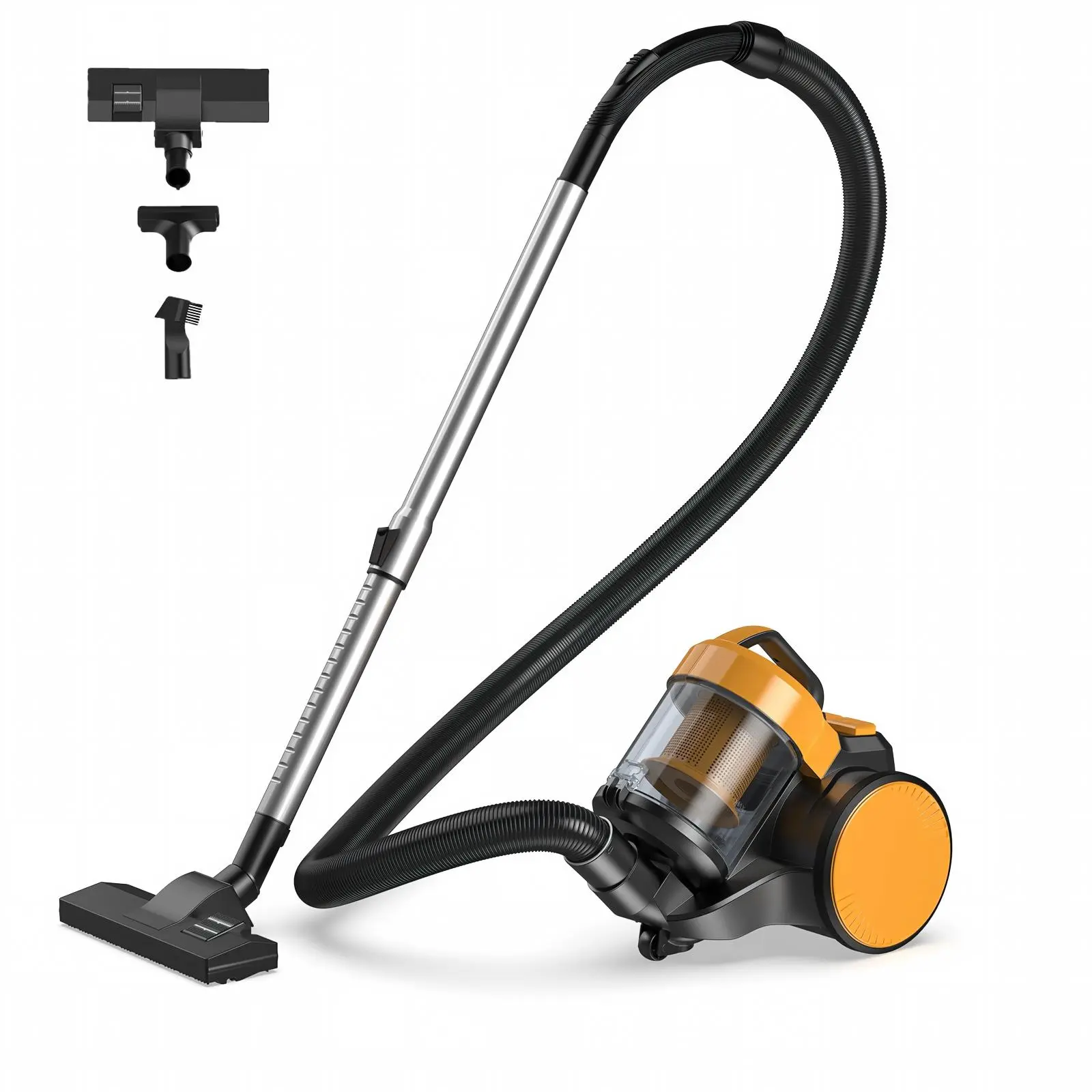 Bagless Cylinder Canister Vacuum Cleaner, 16KPa Powerful Suction, 1.8L Large Dust Cup, 80dB Quiet Operation, 9 LBS Lightweight Design with Overheat Protection, Ideal for Carpet, Hardwood Floors and Pet Hair