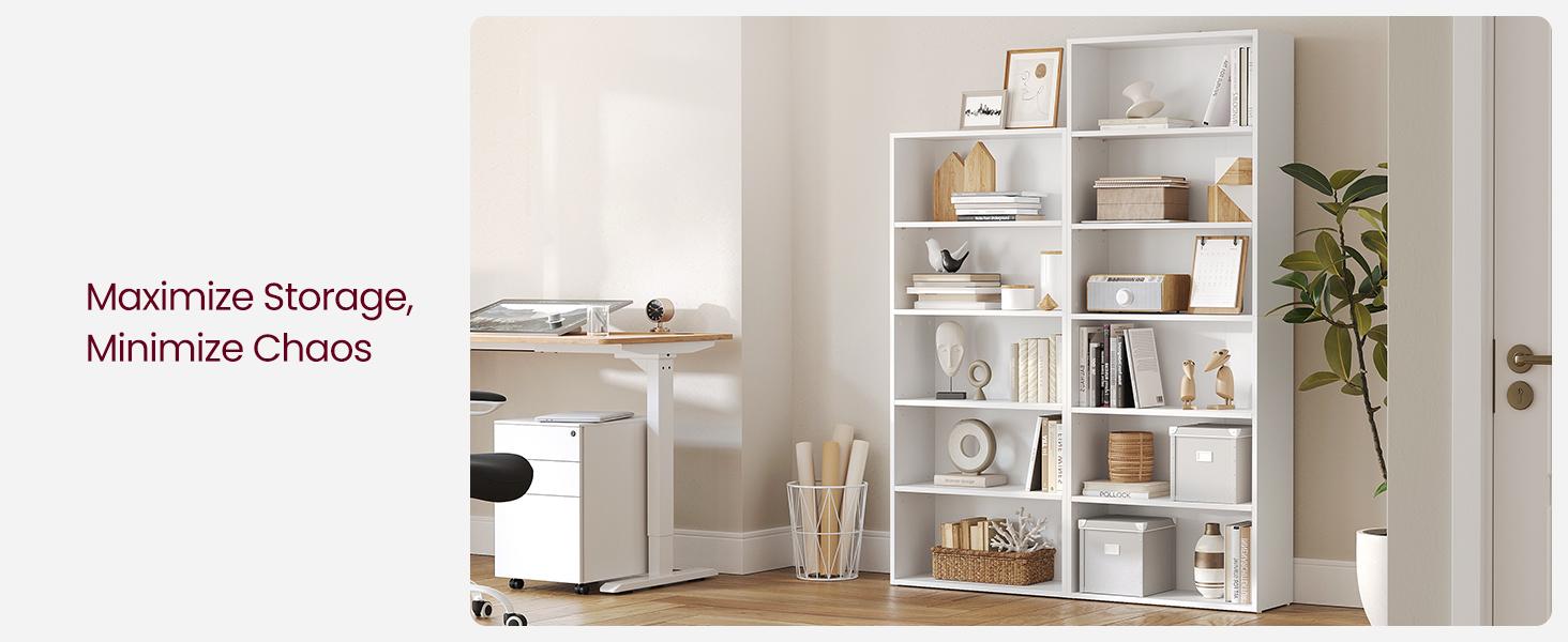 VASAGLE Bookshelf, 5-Tier Bookcase, Book Shelf, Open Storage Shelf, 9.4 x 23.6 x 52.8 Inches, for Living Room, Home Office, Dinning Room