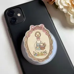 Floral Coquette Spring Easter Goose Phone Grip Vintage Thrifted Cottagecore Goose, Grandma Core Aesthetic Oval Frame MagSafe Holder