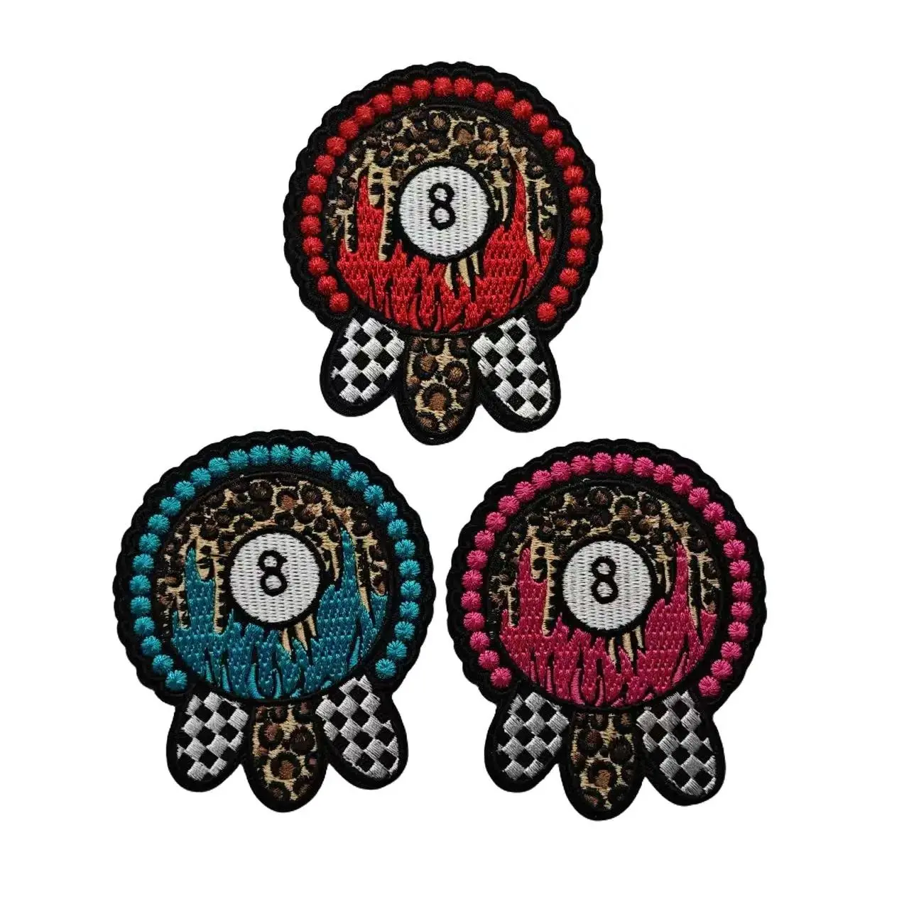 Eight Ball Leopard Iron On Patches