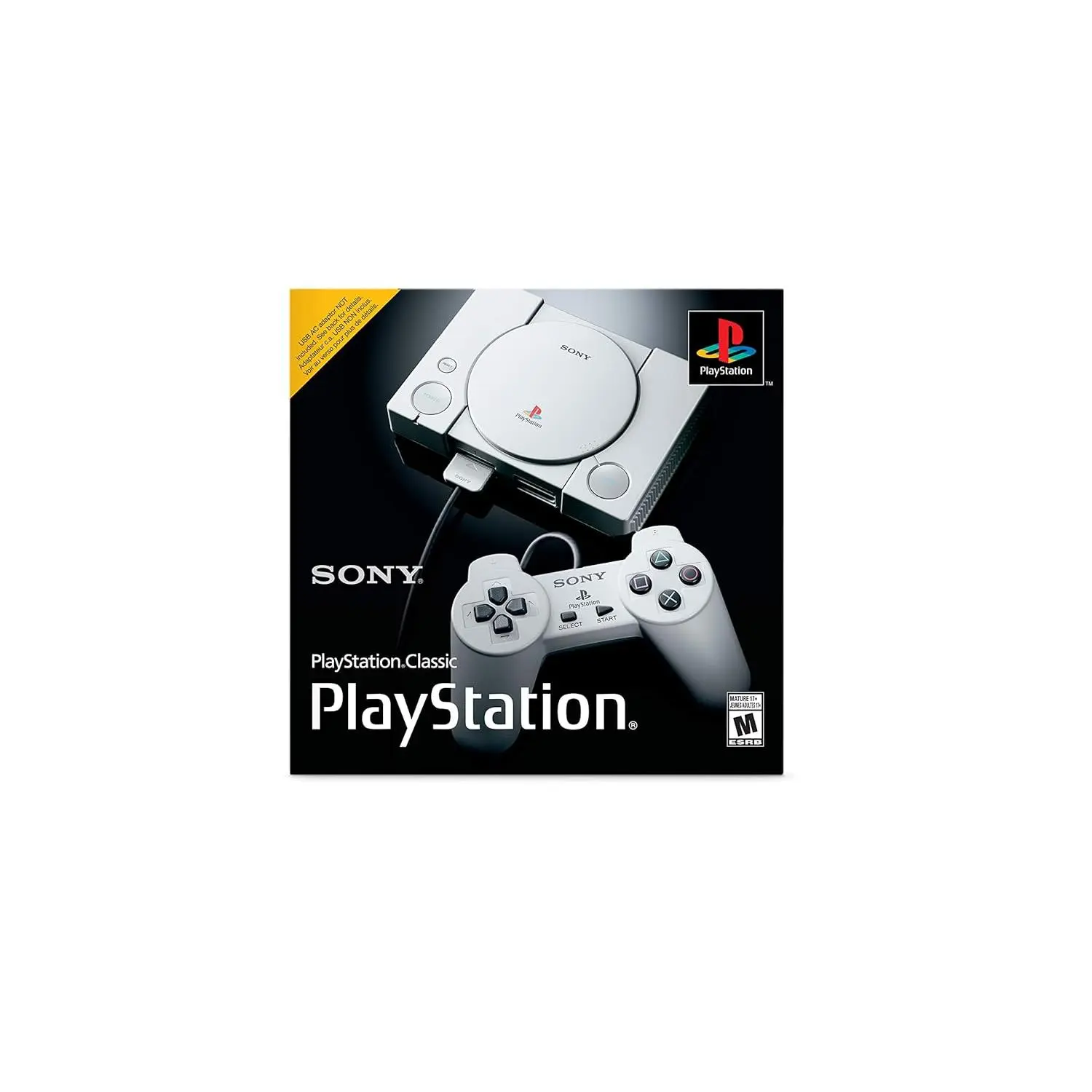 Sony PlayStation Classic Retro Home Game Console - Wired Controller Included, Local Gaming System, Digital Home Entertainment Game Console, Game Consoles