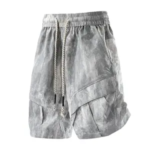 Tie-dye beach bermuda shorts for men; summer fashion sports-casual shorts; new casual pants; unisex trendy loose-fit bermuda shorts