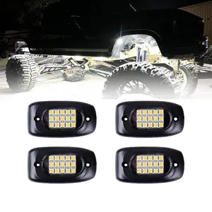 4/8/10/16 Pods White Rock Lights with Extension Wires, 6000K Pure White, 15 High Power LEDs SMD Chips, Super Bright Neon Underglow Light IP68 Waterproof for Trucks SUV UTV ATV Pickup RZR Car Boats