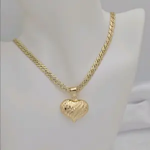 396 chain y 282 Heart Pendant Necklace - Reversible Design -