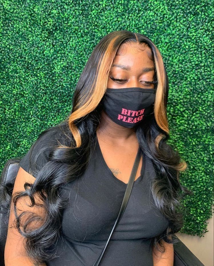 KEPHARE Wear and Go Glueless Wigs 100% Human Hair Body Wave With Honey Blonde Highlights 5x5 HD Lace Pre Plucked Pre Cut Lace Closure Wigs for Black Women 180% Density Natural Black With Skunk Stripe KEPHARE HAIR