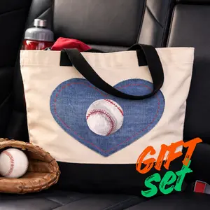 Sports Mom Tote Outdoor Gift Bag Bundle Baseball Flag Football Soccer Softball